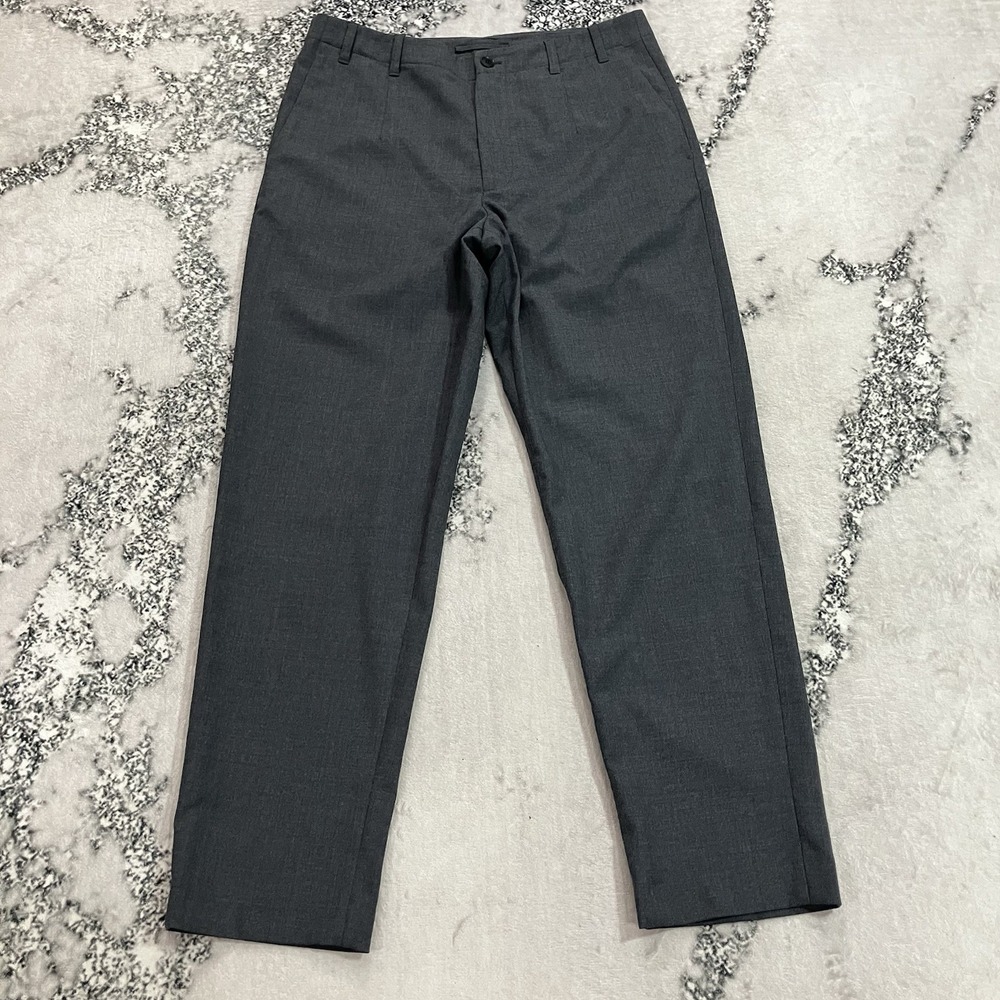 Massimo Dutti Mens Size 32 Gray Wool Blend Dress Pants Flat Front Trousers